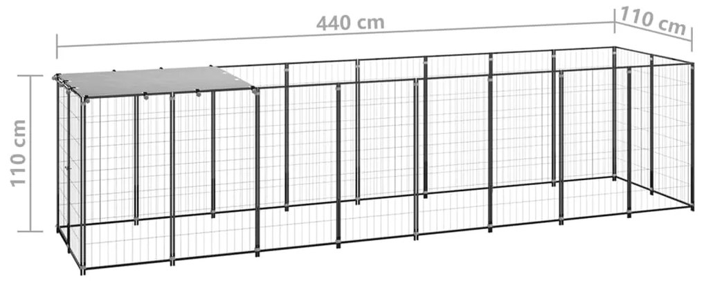 Canil para cães 4,84 m² aço preto