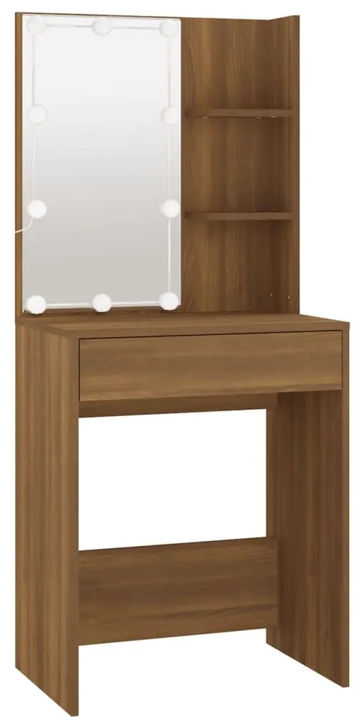 Toucador com LEDs 60x40x140 cm cor carvalho castanho