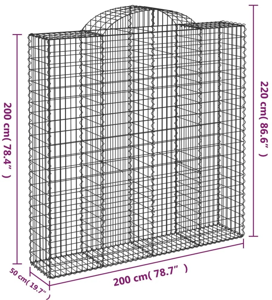 Cestos gabião arqueados 8pcs 200x50x200/220cm ferro galvanizado