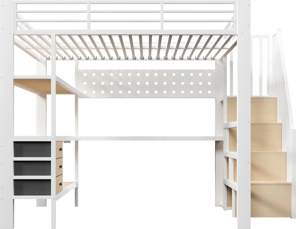 Cama alta 140 x 200 cm, Branco | AOSOM Portugal