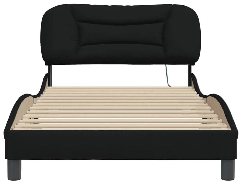 Estrutura de cama com LED sem colchão 100x200 cm tecido preto
