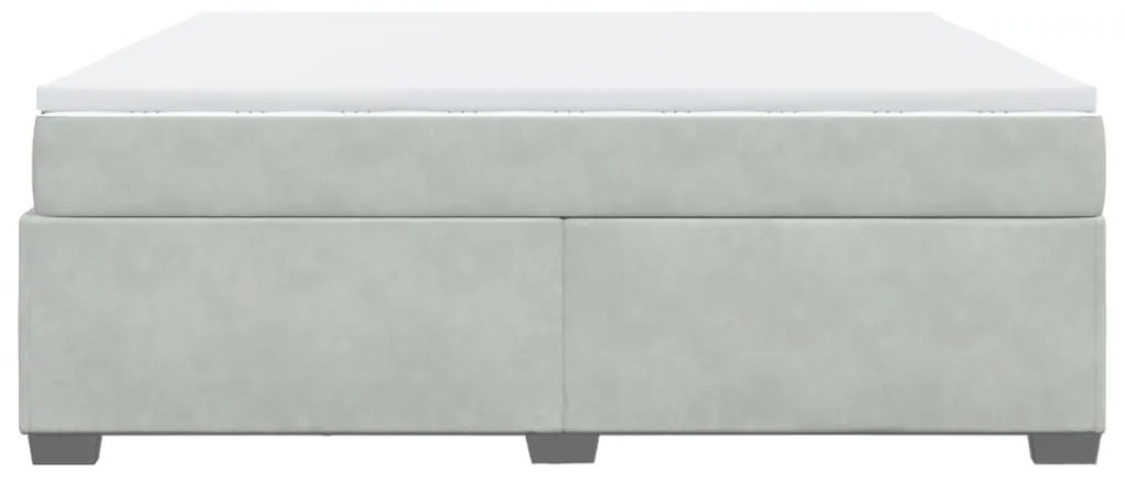 Cama com molas/colchão 180x200 cm veludo cinzento-claro