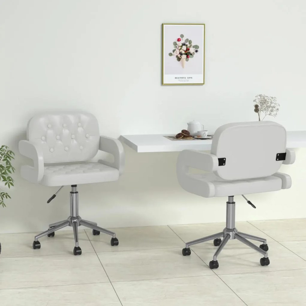vidaXL Cadeiras de jantar giratórias 2 pcs couro artificial branco
