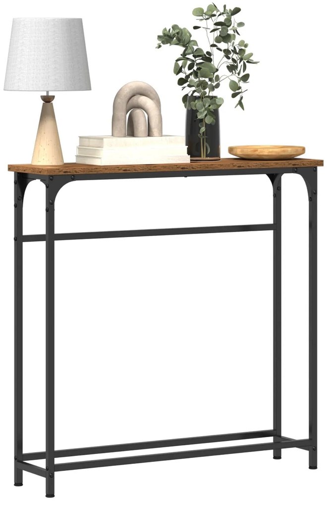 Mesa de Consola vidaXL Madeira Velha 75x19,5x75 cm Madeira Envernizada