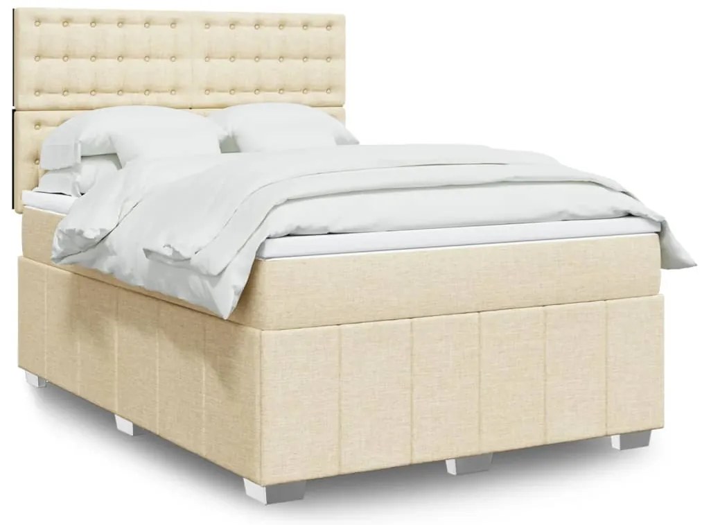Cama com molas/colchão 140x200 cm tecido cor creme