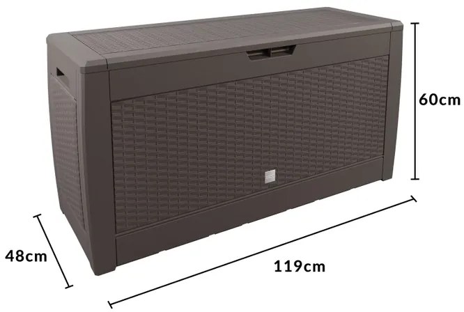 Caixa exterior para almofadas 310L 119 x 48 x 60 cm Castanho