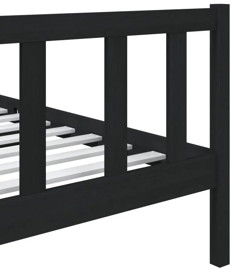 Estrutura cama pequena solteiro 75x190 cm madeira maciça preto
