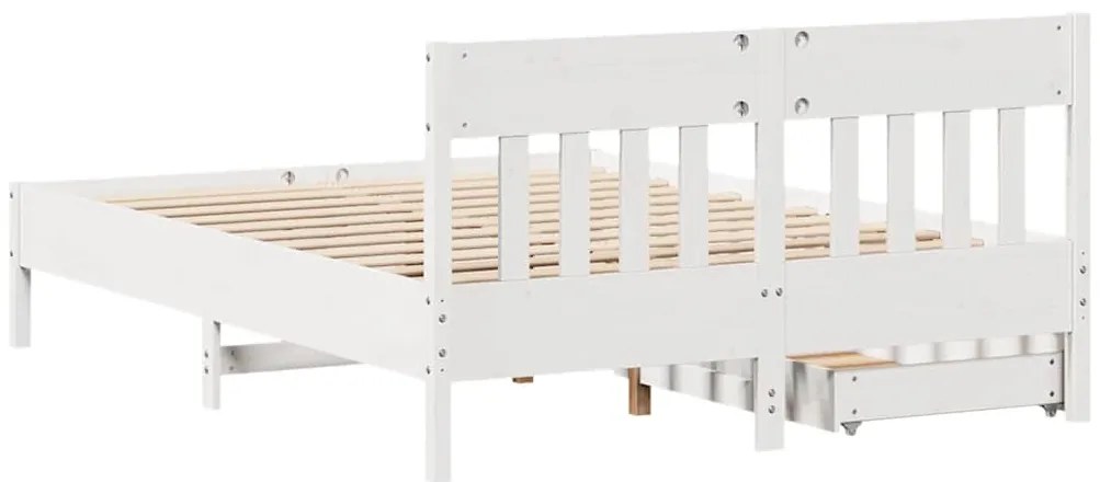 Cama sem colchão 160x200 cm madeira de pinho maciça branco