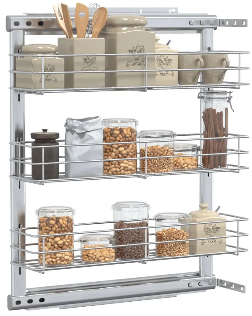 Unidade cestos p/ cozinha 3 pcs 47x15,5x55,5 cm arame prateado