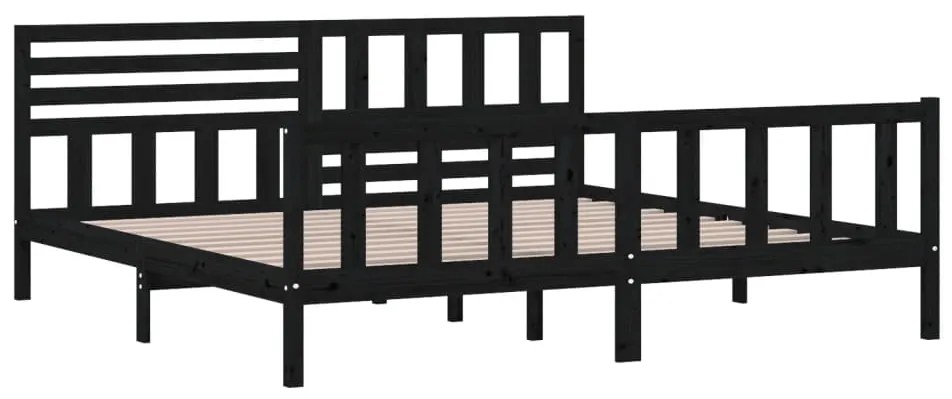 Estrutura de cama 200x200 cm madeira maciça preto