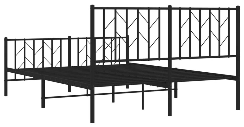 Estrutura de cama com cabeceira e pés 140x190 cm metal preto