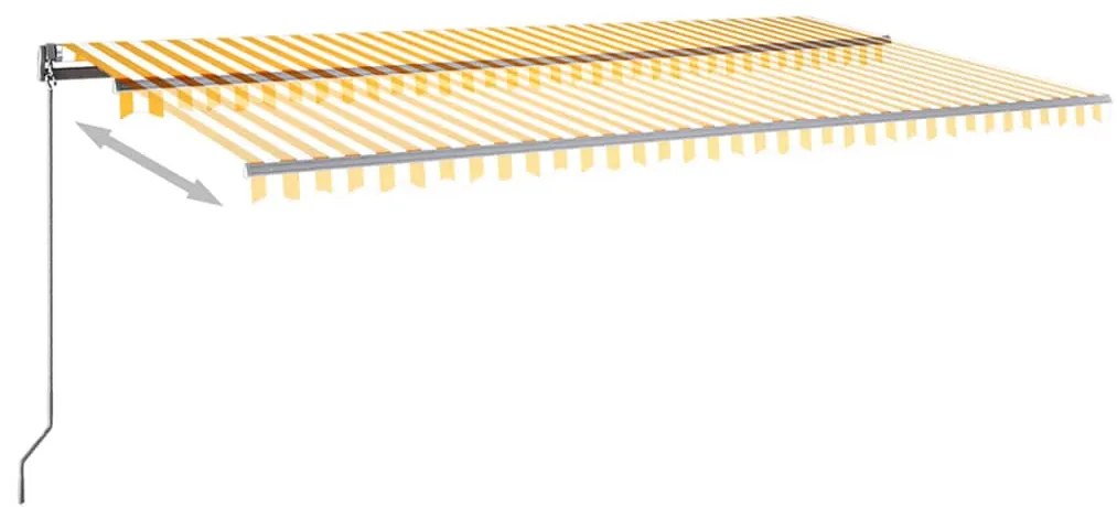 Toldo autom. LED e sensor de vento 600x350 cm amarelo/branco