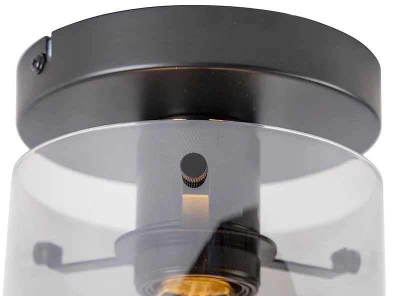 Candeeiro de teto design preto com vidro fumê - Dome Design