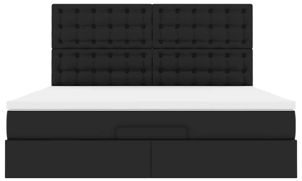 Estrutura de cama otomana com colchão 160x200 cm preta