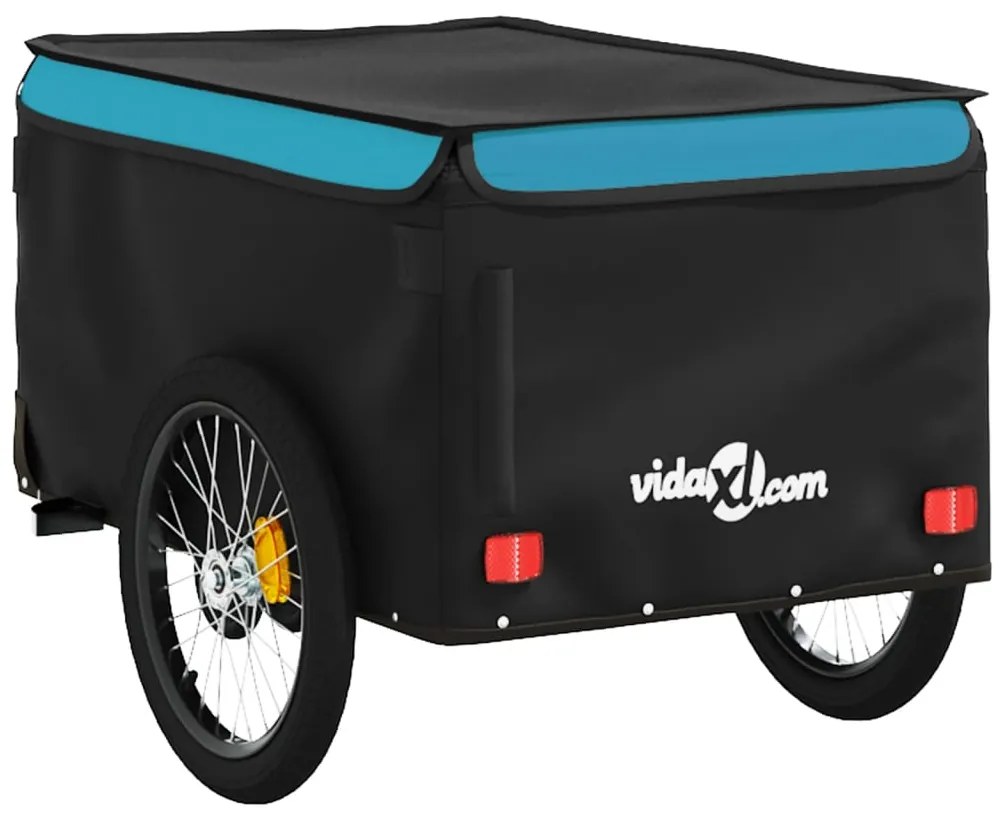Reboque para bicicleta 30 kg ferro preto e azul