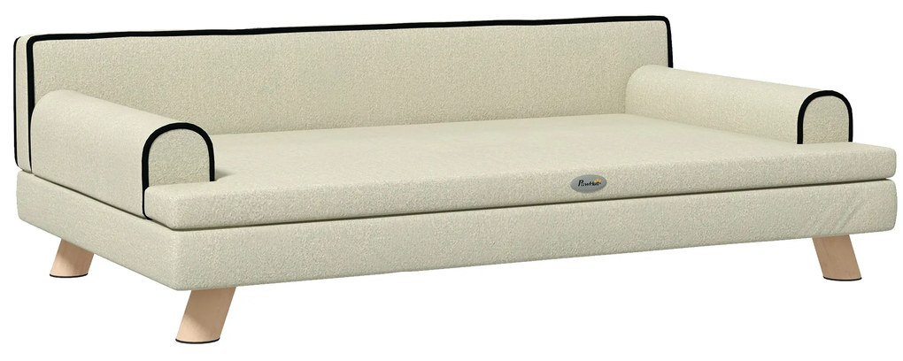 PawHut Sofá para Cães e Gatos Estilo Escandinavo com Almofada Confortável Removível 100x62x32 cm Bege | Aosom Portugal