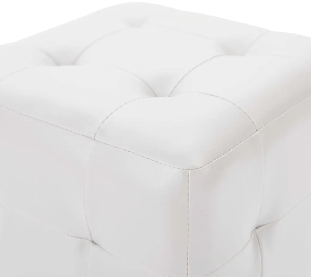 Pufe 2 pcs 30x30x30 cm couro artificial branco
