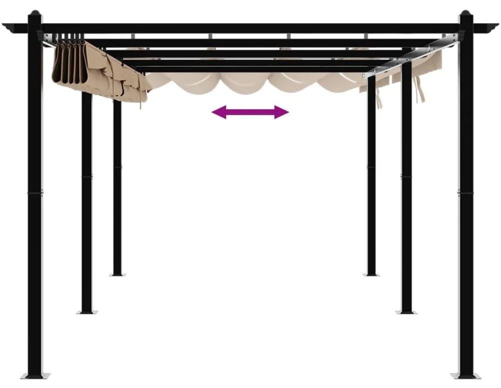 Gazebo jardim c/ teto retrátil 3x6 m alumínio cinza-acastanhado