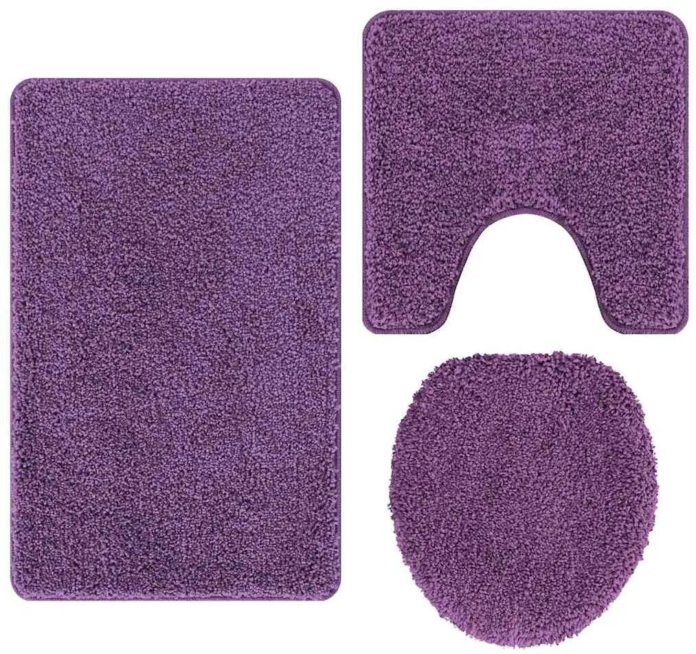 Conjunto de Tapetes de Banho em 3 Peças Roxo Polipropileno Antiderrapa