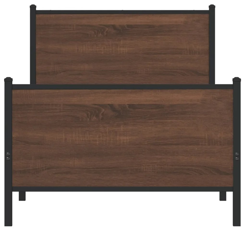 Estrutura de cama sem colchão 75x190 cm metal carvalho castanho
