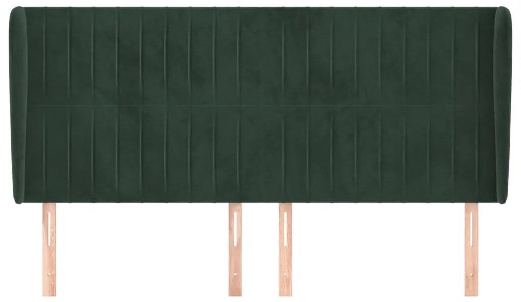 Cabeceira cama c/ abas veludo 203x23x118/128 cm verde-escuro