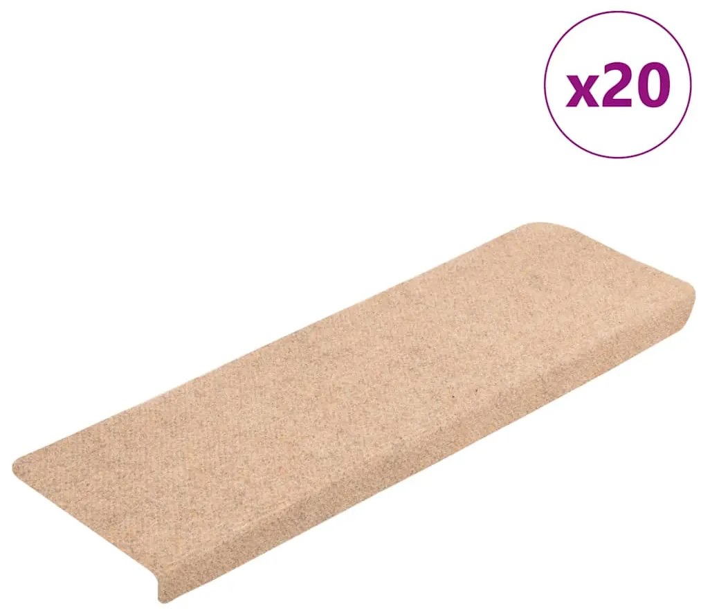 Tapetes de escada autoadesivos 20 pcs 65x21x4 cm creme