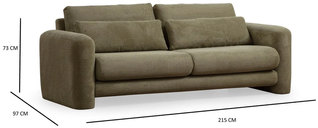 Sofá de 3 lugares Lily – Verde – 215x97x73 cm