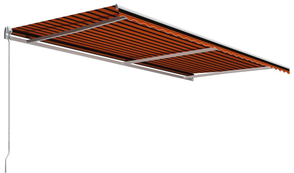 Toldo retrátil manual 600x300 cm laranja e castanho