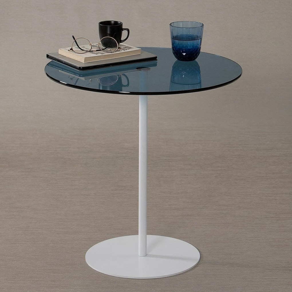Mesa de Apoio Chill-Out - Branca e Azul - 50x50x50 cm