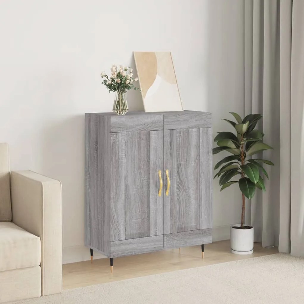 vidaXL Aparador 69,5x34x90 cm derivados de madeira cinzento sonoma