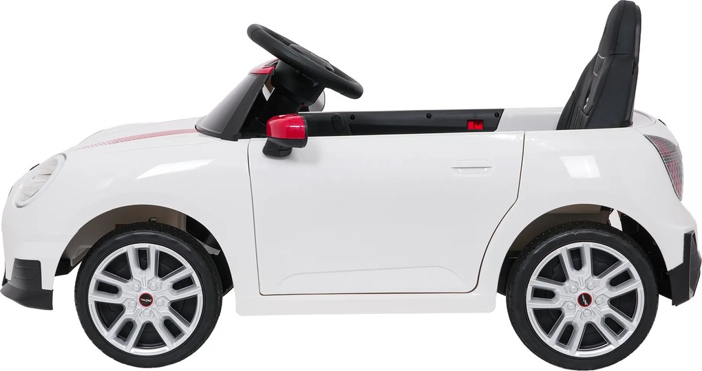Carro elétrico para Crianças Mini Cooper 12V, Rodas Eva, Assento Couro ecológico Branco