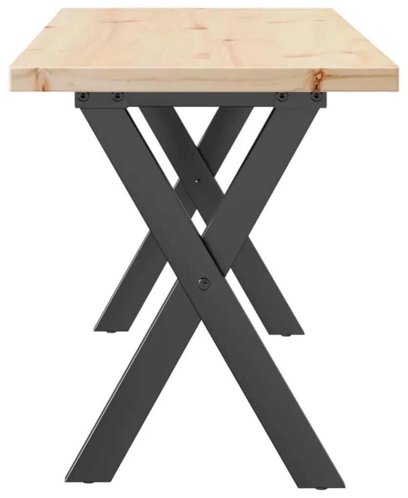Mesa de centro estrutura em X 110x40x45,5cm pinho/aço