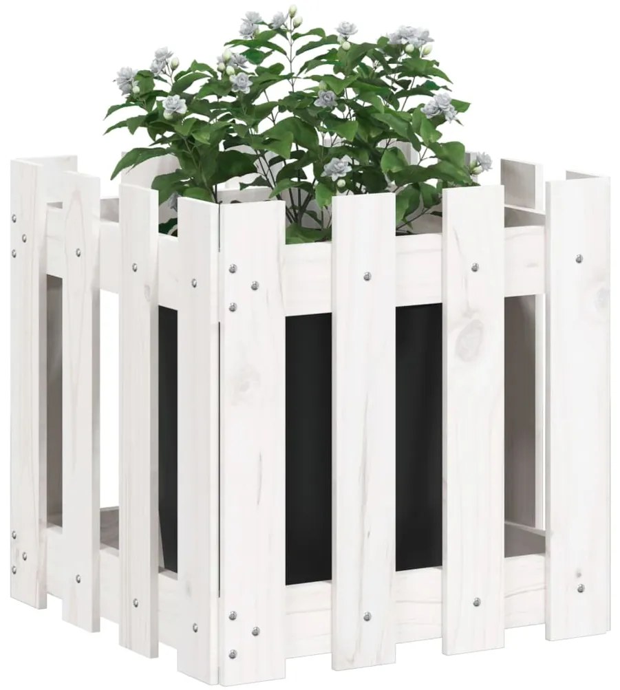 Vaso de jardim c/ design cerca 40x40x40 cm pinho maciço branco