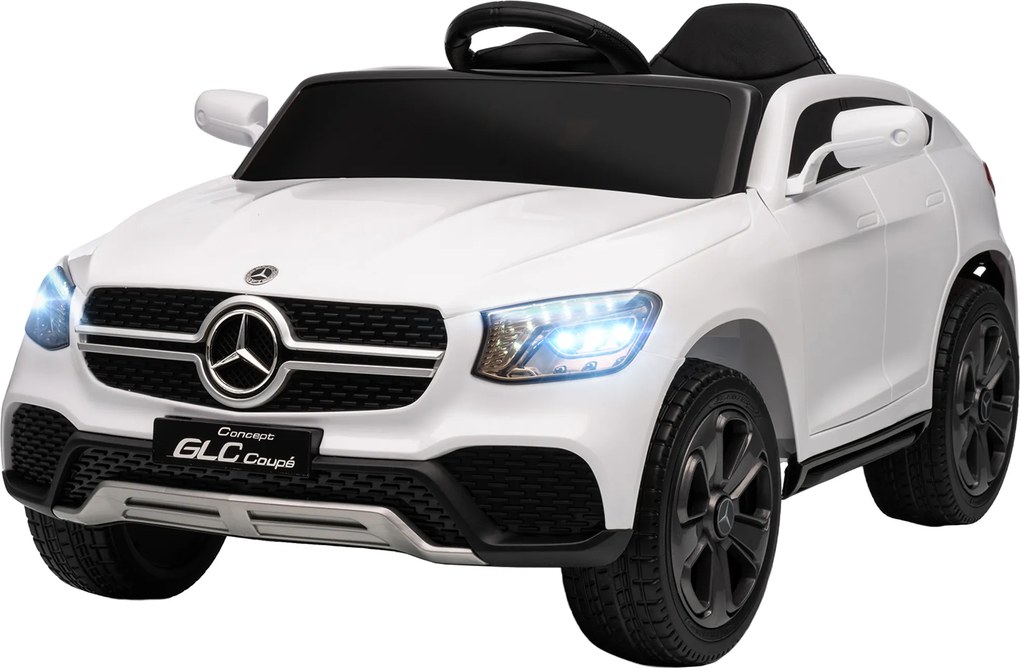 Carro elétrico para crianças 12 V, comando à distância de 2,4 GHz, 3 velocidades, arranque gradual, 105 x 68 x 50 cm, branco