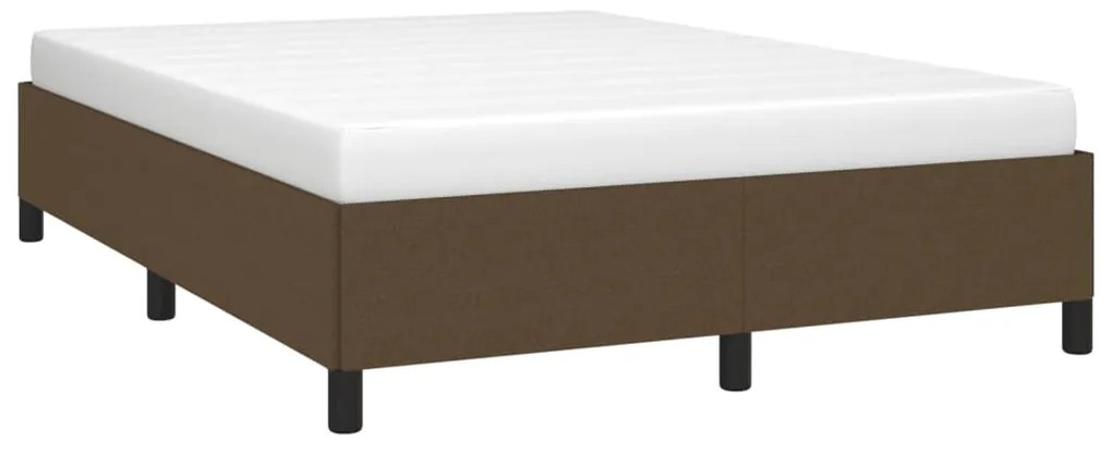 Estrutura de cama sem colchão 140x200 cm tecido castanho-escuro