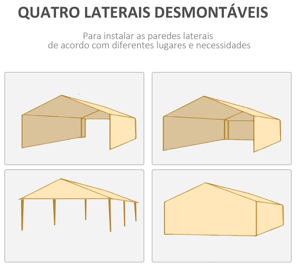 Outsunny Tenda de Jardim 583x293 cm Tenda de Festas Desmontável com 4