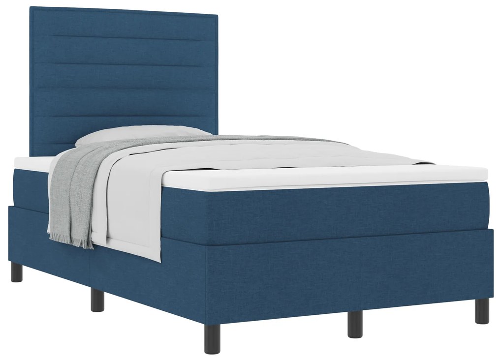 Cama Box Spring com Colchão Azul 120x200 cm Tecido