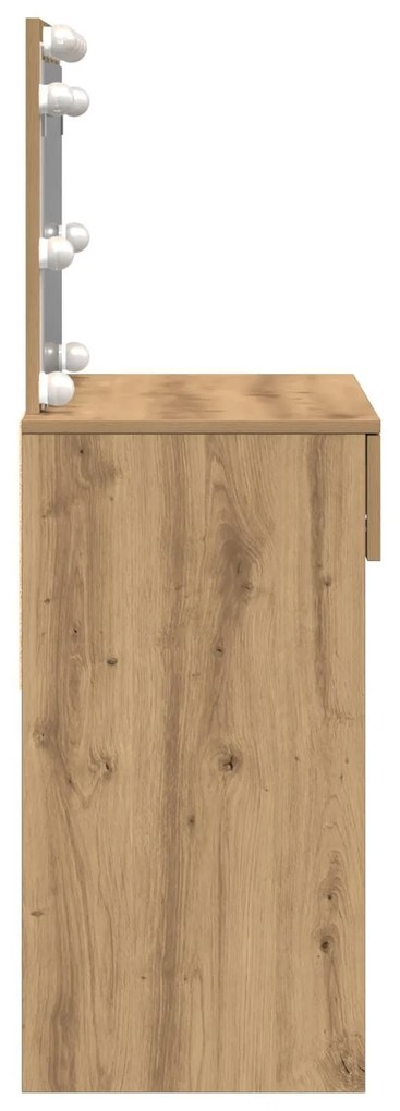 Mesa de Maquiagem com LED Carvalho Artesanal 100x40x120 cm