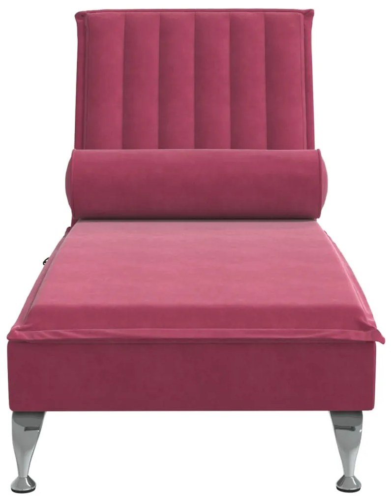 Chaise lounge de massagem com rolo veludo vermelho tinto