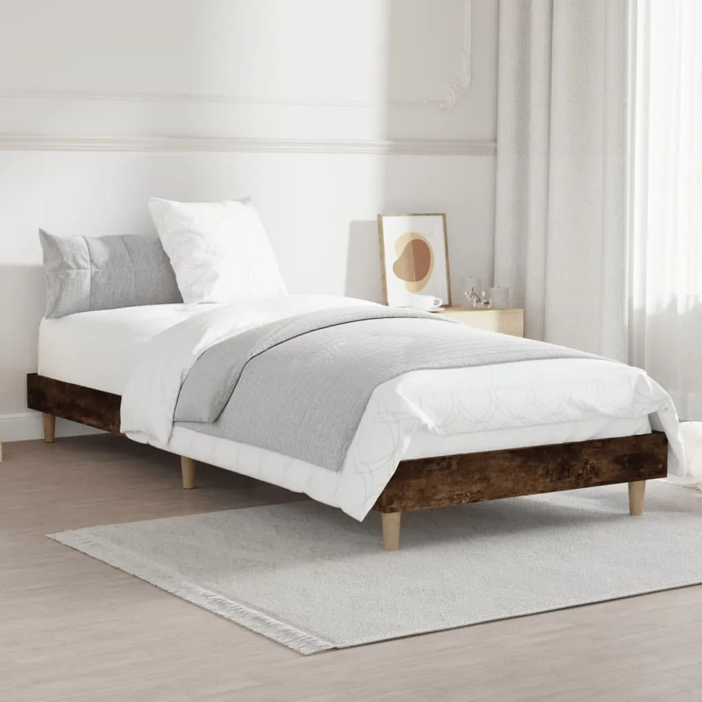 Estrutura cama s/ colchão derivados de madeira carvalho fumado