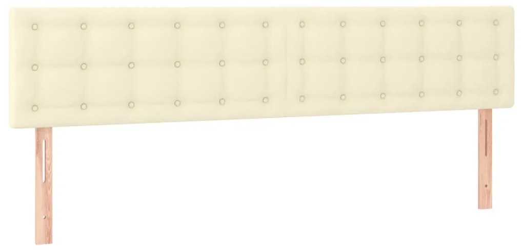 Cabeceira de cama c/ LED 200x5x78/88 cm couro artificial creme