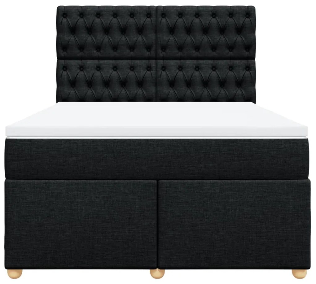 Cama com molas/colchão 140x200 cm tecido preto