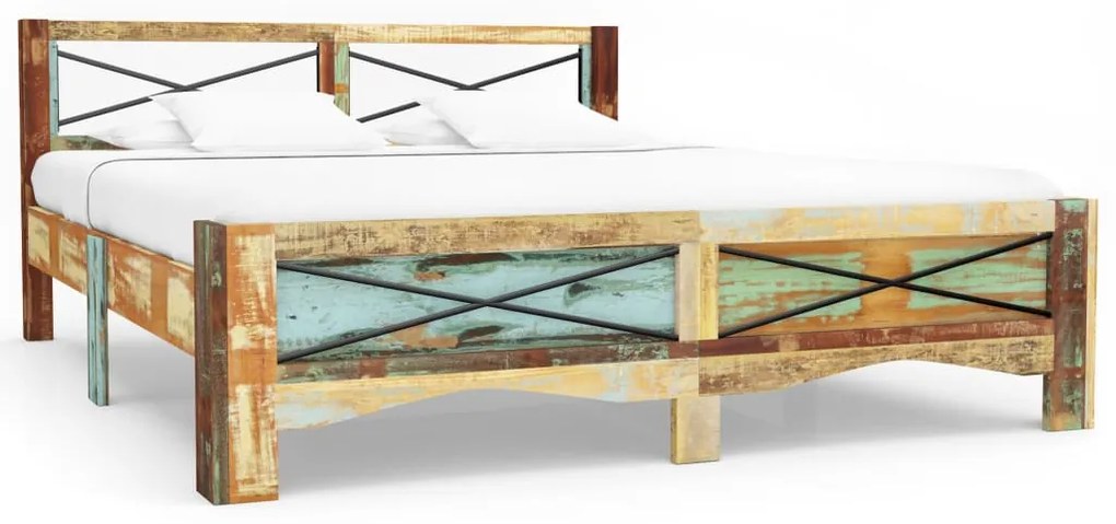 Estrutura de cama madeira recuperada maciça 180x200 cm