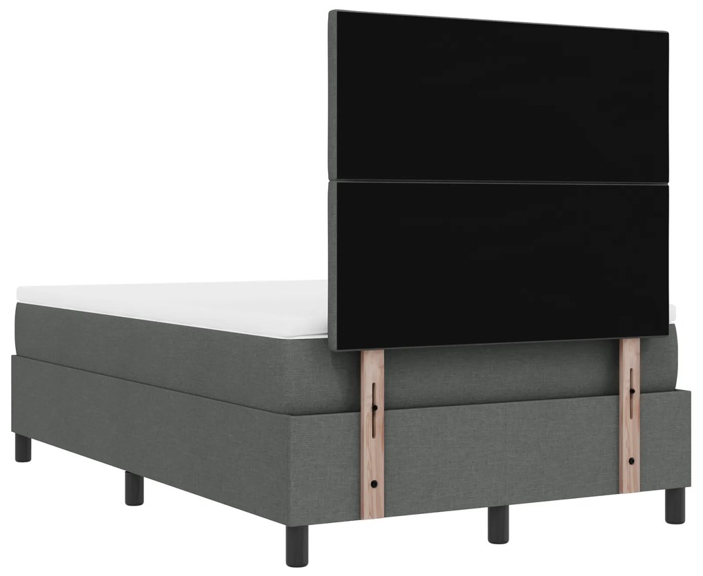 Cama Box Spring com Colchão e Banco Cinza Escuro 120x190 cm Tecido