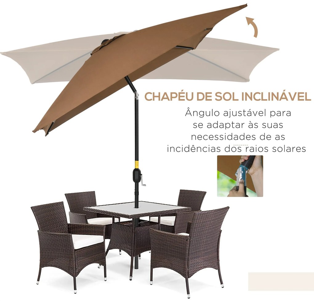 Chapéu de Sol de Alumínio 202x293x255 cm Chapéu de Sol Retangular de J