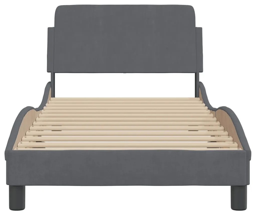 Estrutura de cama sem colchão 90x190 cm veludo cinzento-escuro