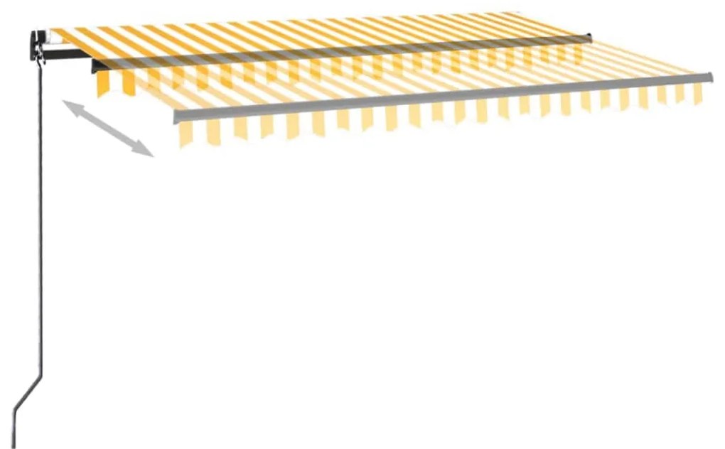 Toldo retrátil manual com LED 450x300 cm amarelo e branco