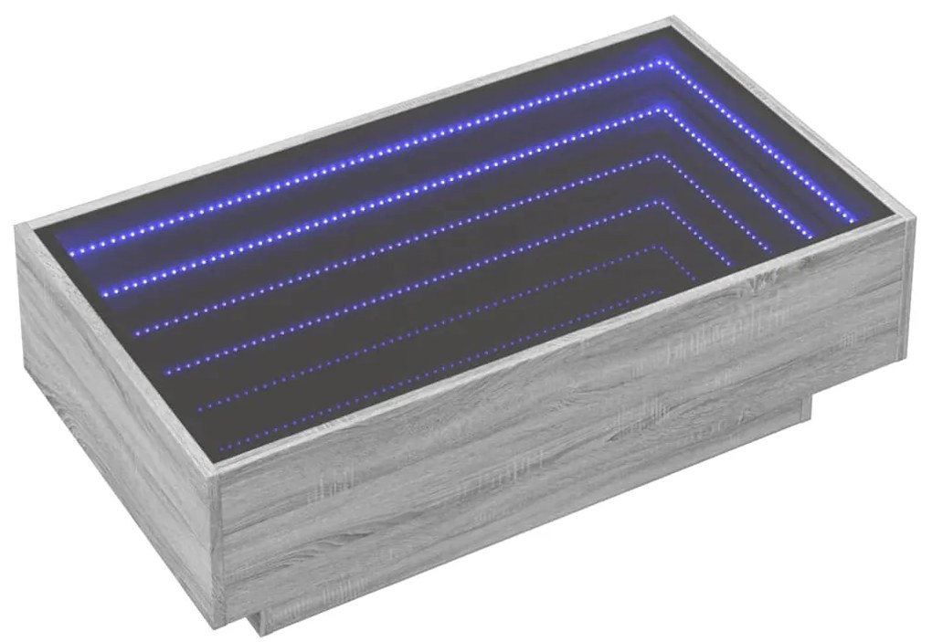 Mesa de centro c/ LEDs 90x50x30 cm derivados de madeira