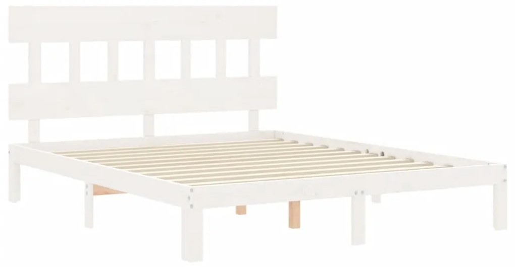 Estrutura de cama King Size com cabeceira madeira maciça branco