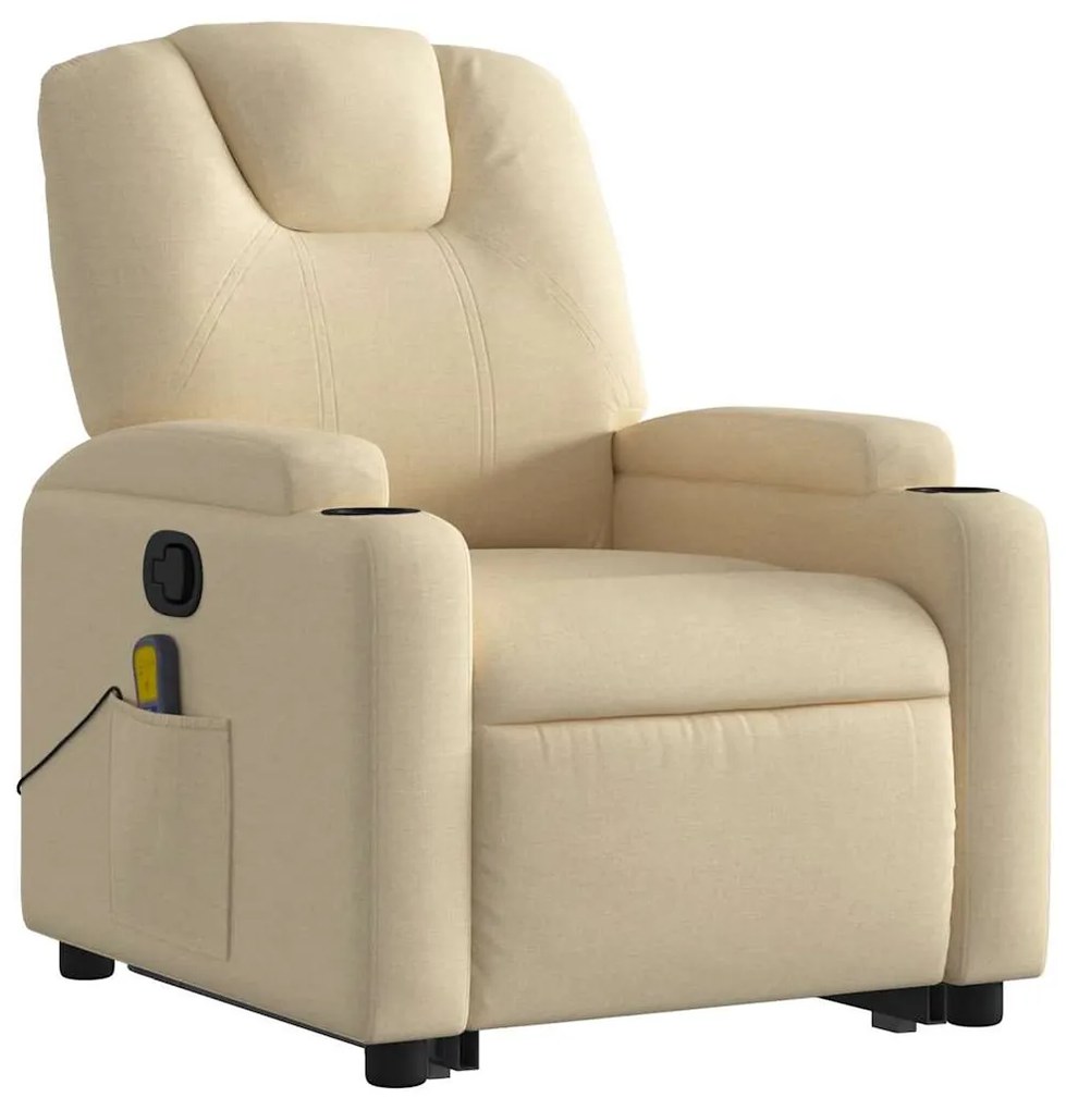 Poltrona elevatória de massagens tecido cor creme